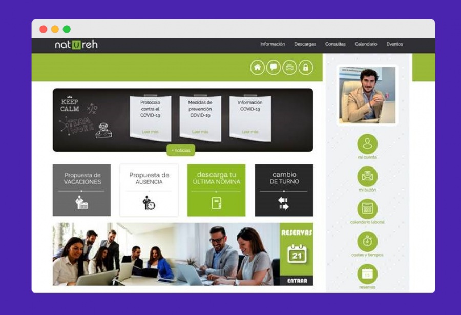 Natureh Workers webPlaces: portal de empleado