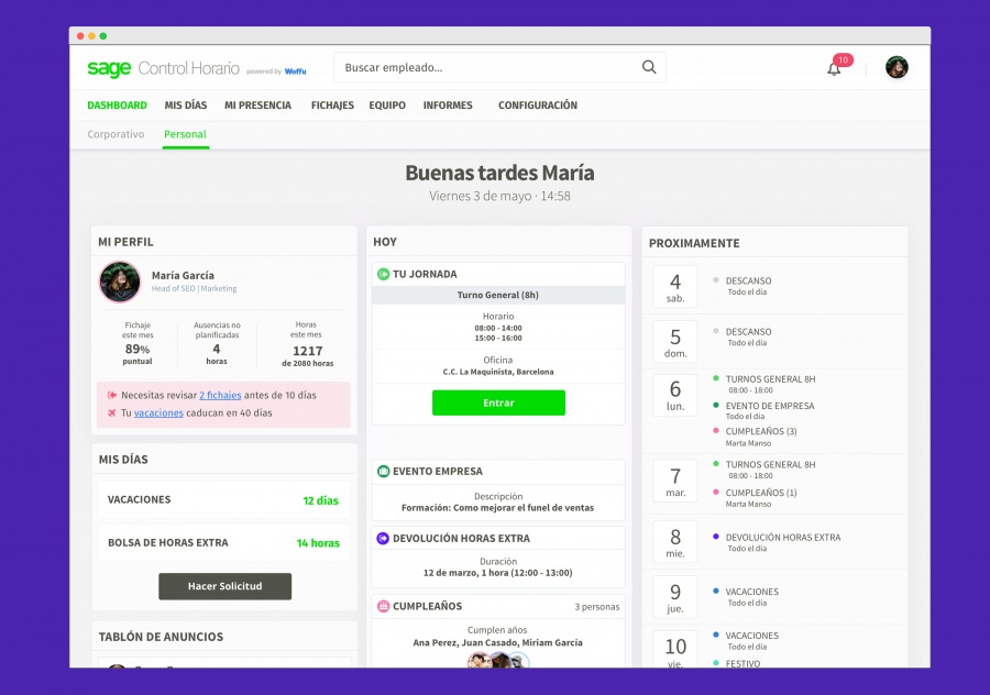 Sage Control Horario