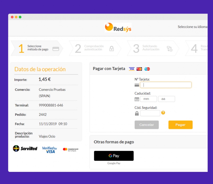 TPV virtual bancario / Redsys