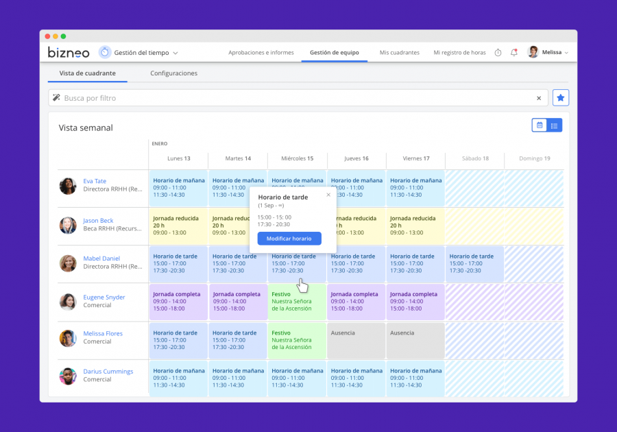 Bizneo HR Gestión de turnos de trabajo