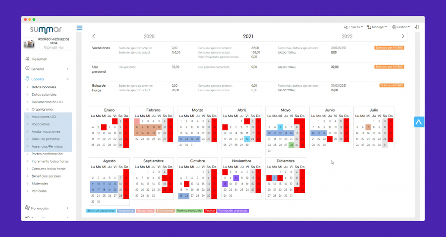 SUMMAR: software gestión de vacaciones