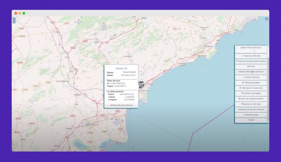 EVTC gestión de flotas: seguimiento de vehículos
