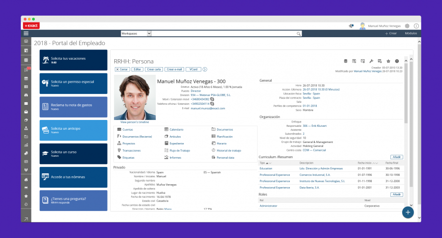 Exact para RRHH: software portal del empleado