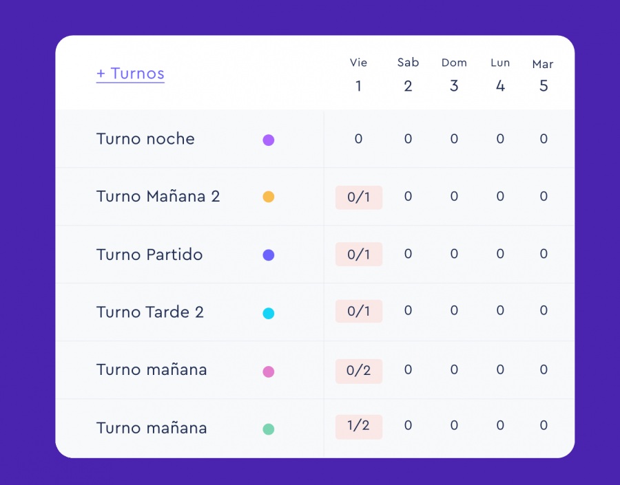 Sesame HR: cuadrante de horas de trabajo