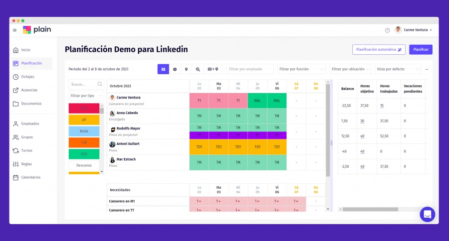 Plain: software gestion de turnos