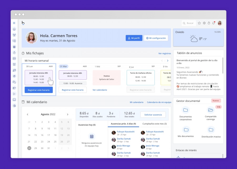 Bizneo HR: aplicación portal del empleado
