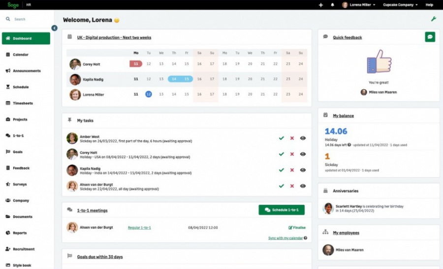 Sage HR: software gestion de turnos