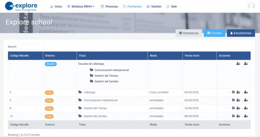 Explore School: software gestión formación