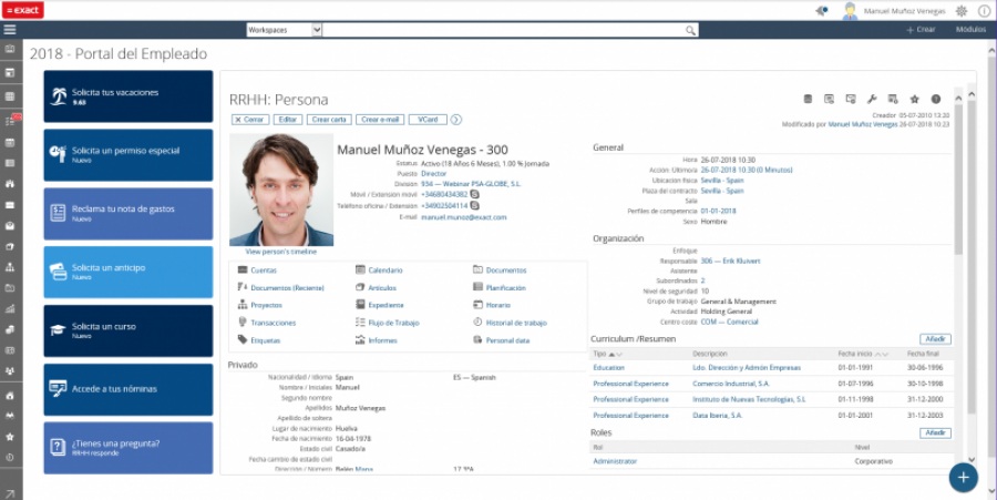 Exact para RRHH: software portal del empleado