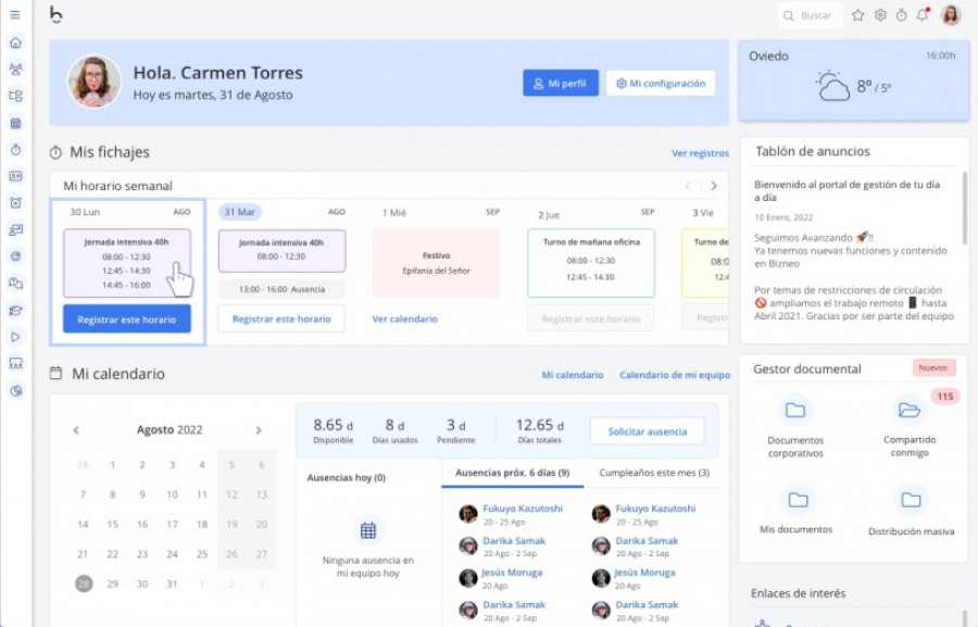 Bizneo HR: aplicación portal del empleado