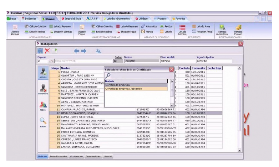 Diez Software: software de nóminas