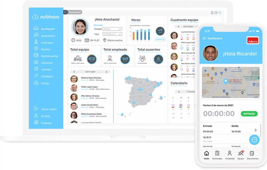 software control de presencia Nubhora