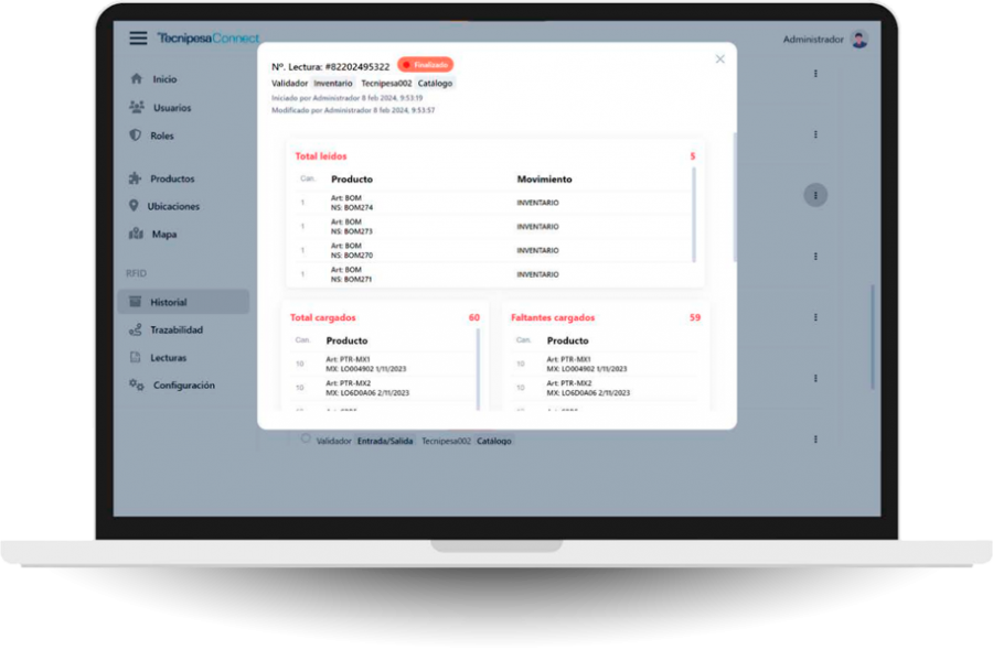 Software de control de stock Tecnipesa