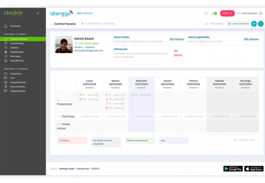 aplicacion vacaciones empleados Clockio