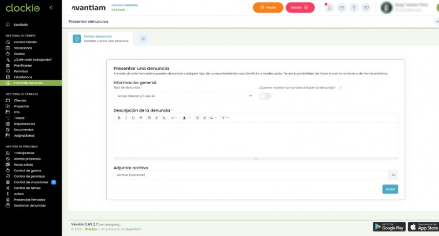 Software Canal de Denuncias Clockio