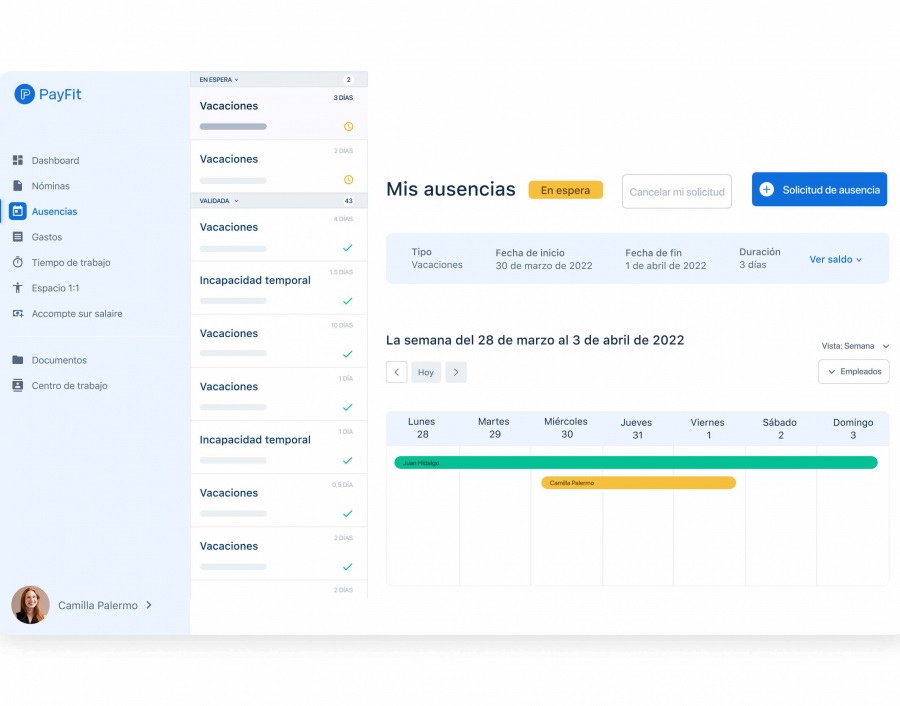 Software de control de vacaciones PayFit