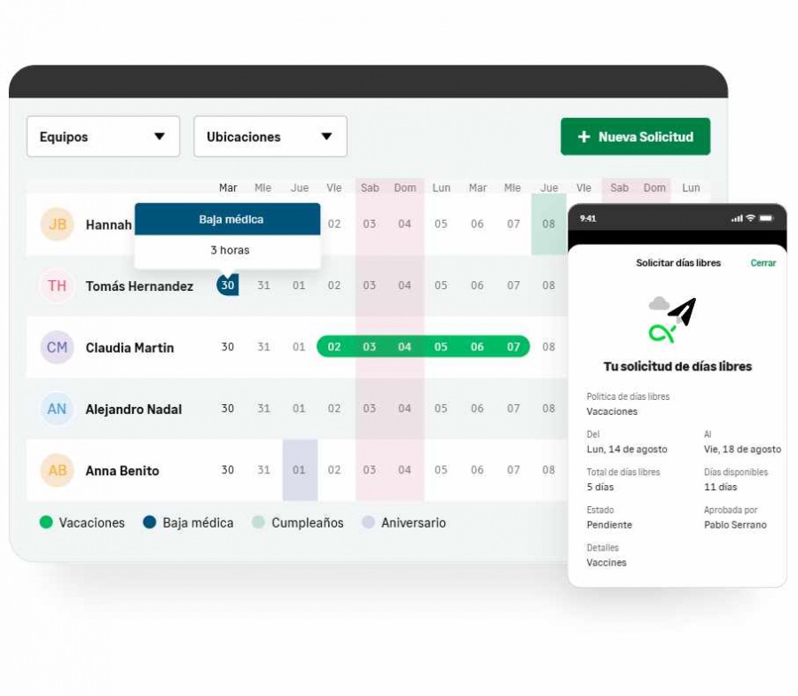 control de vacaciones de empleados Sage