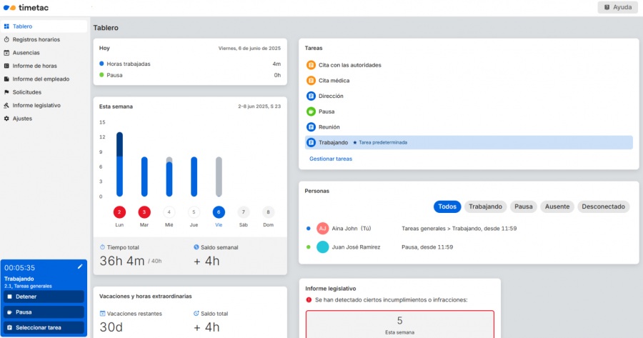 software control horario TimeTac