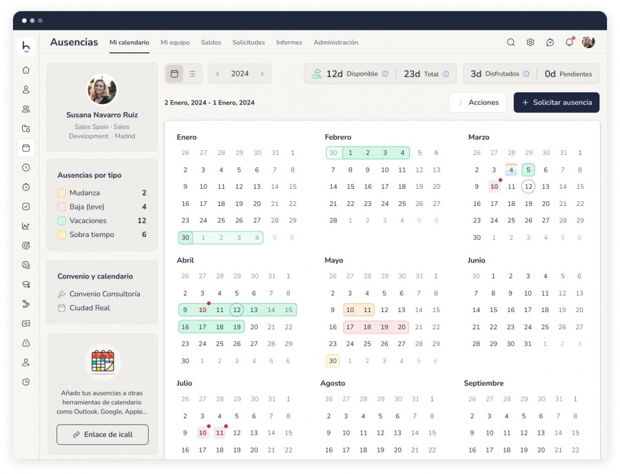 software gestión de vacaciones Bizneo HR