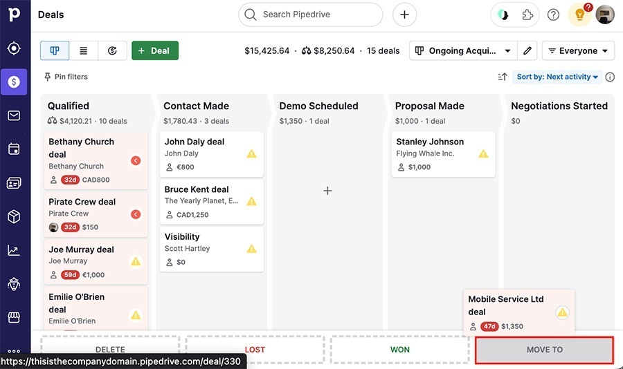 Alternativa a Salesforce: Pipedrive