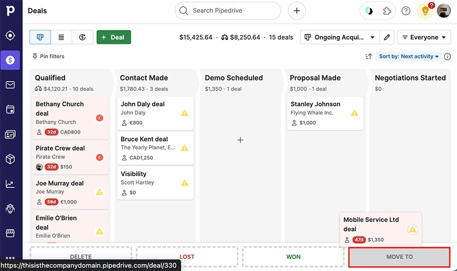 Alternativa a Salesforce 4: Pipedrive