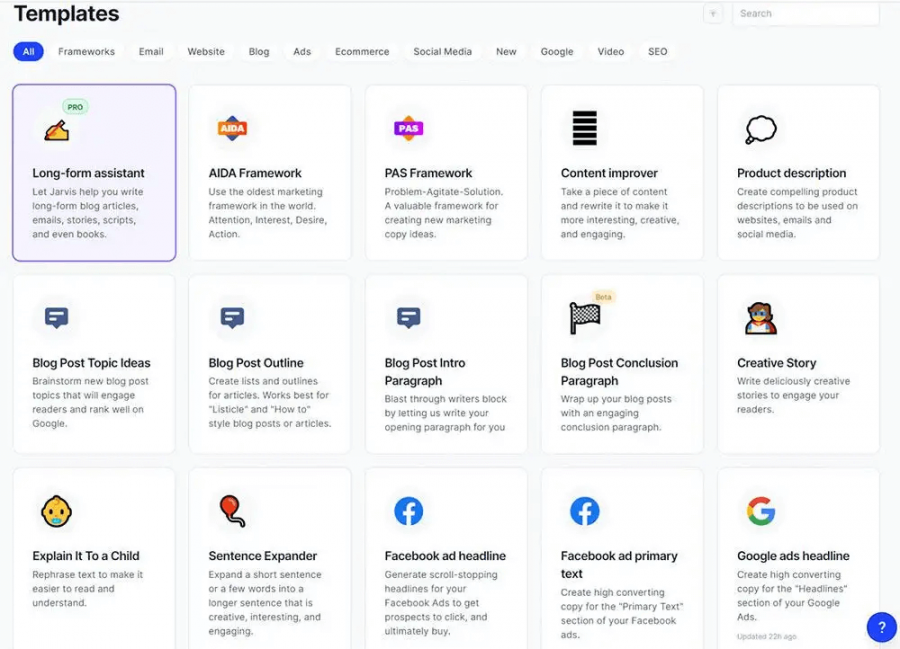 Herramienta IA para escribir texto 3: Jasper.ai