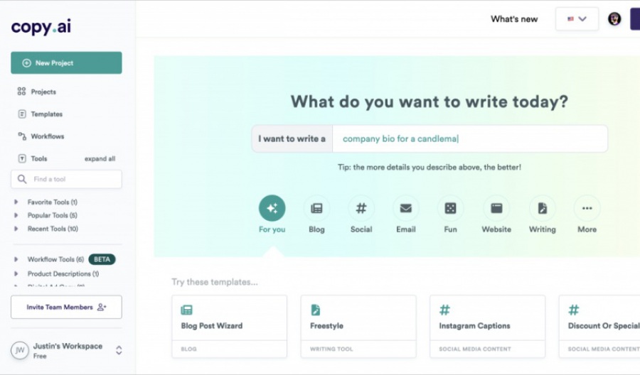 Alternativa a ChatGPT 1: Copy.ai