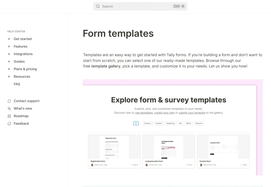 App para crear formularios 2: Tally