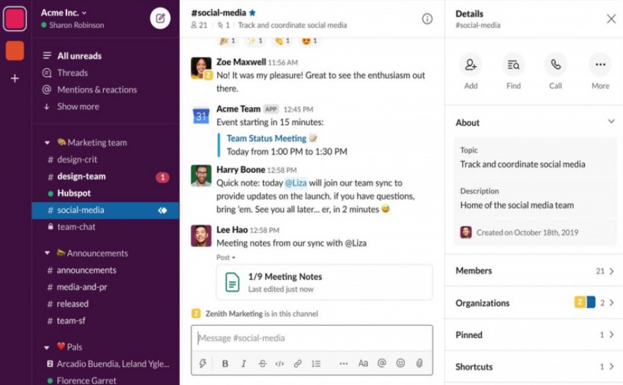 Prestaciones de Slack