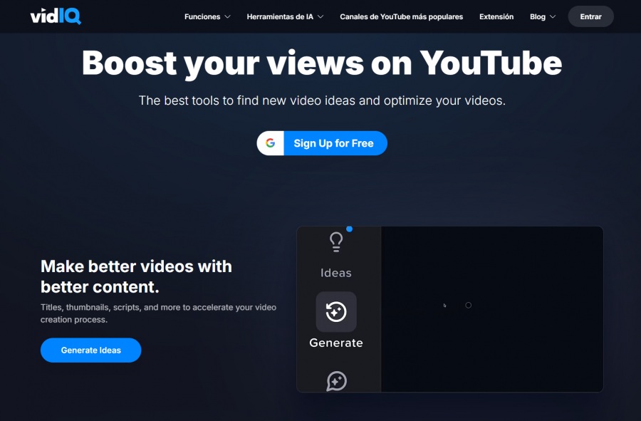 crear contenido con ia VidIQ