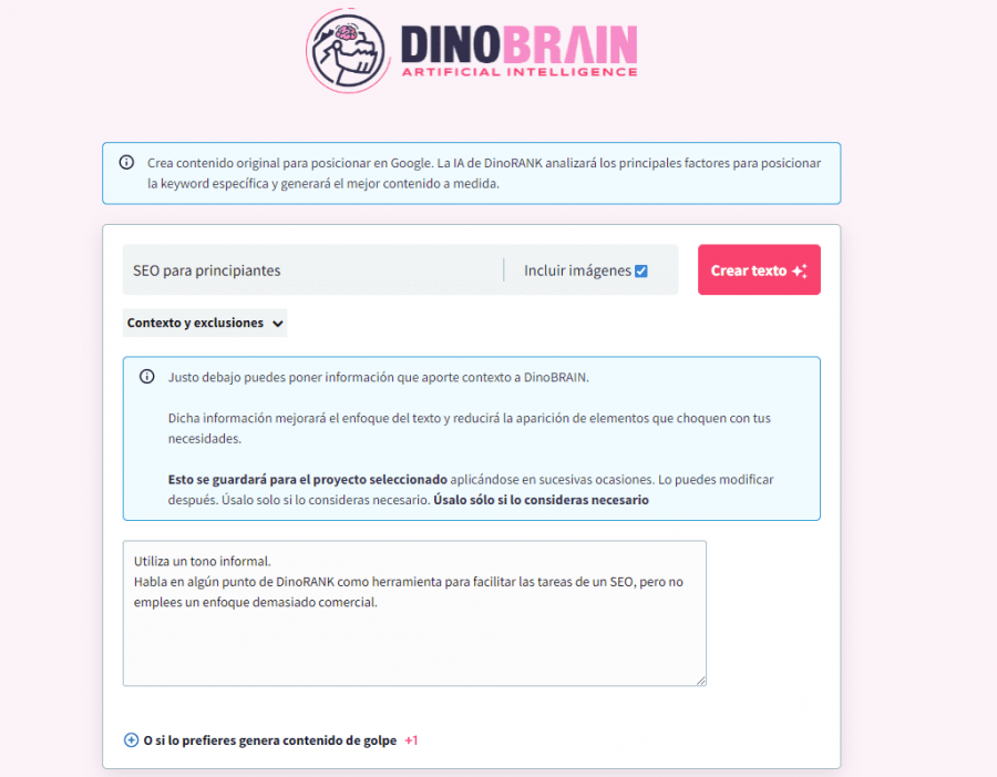 ia para crear contenido DinoBrain