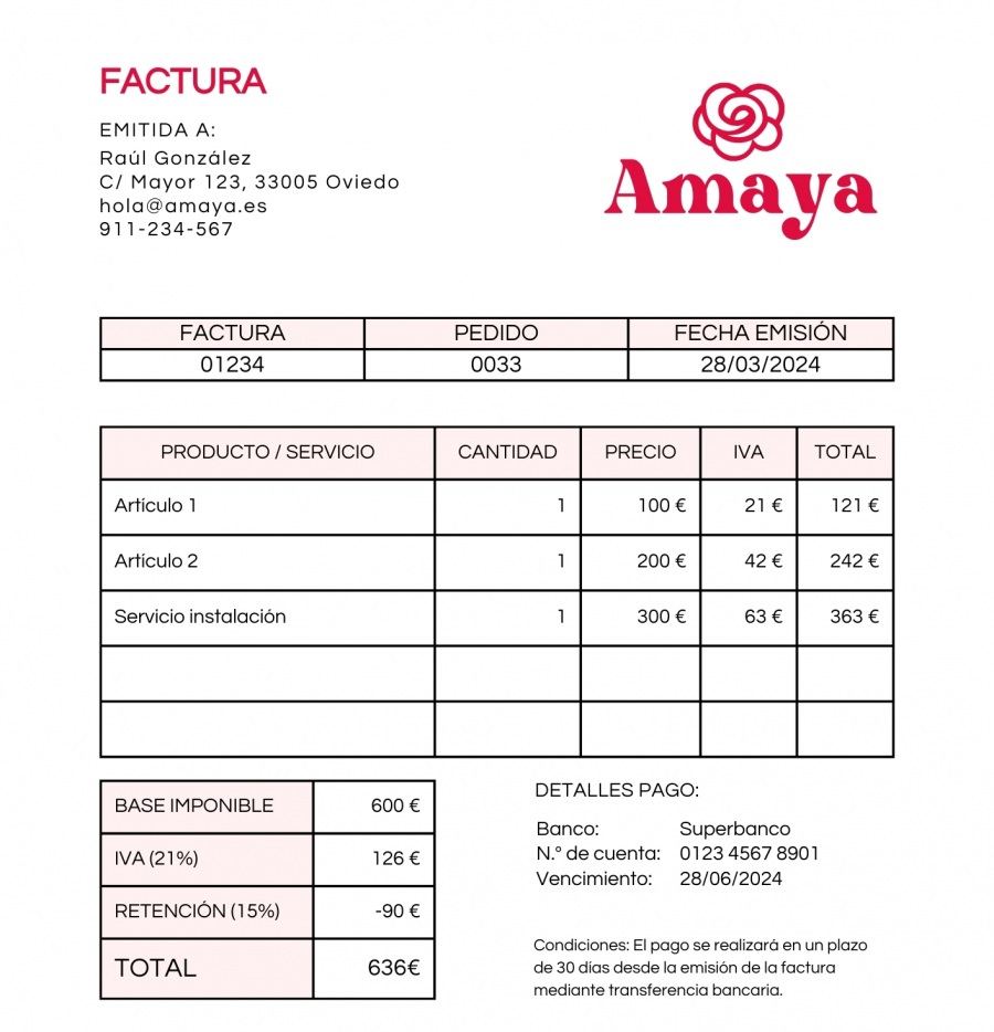 Ejemplos de fechas de vencimiento de facturas