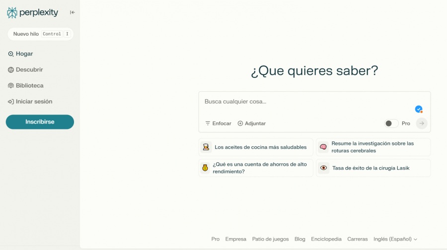 herramientas de inteligencia artificial gratis Perplexity