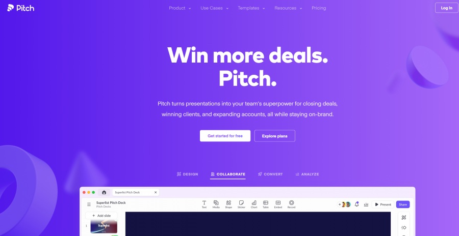 mejores IA para pequeñas empresas Pitch