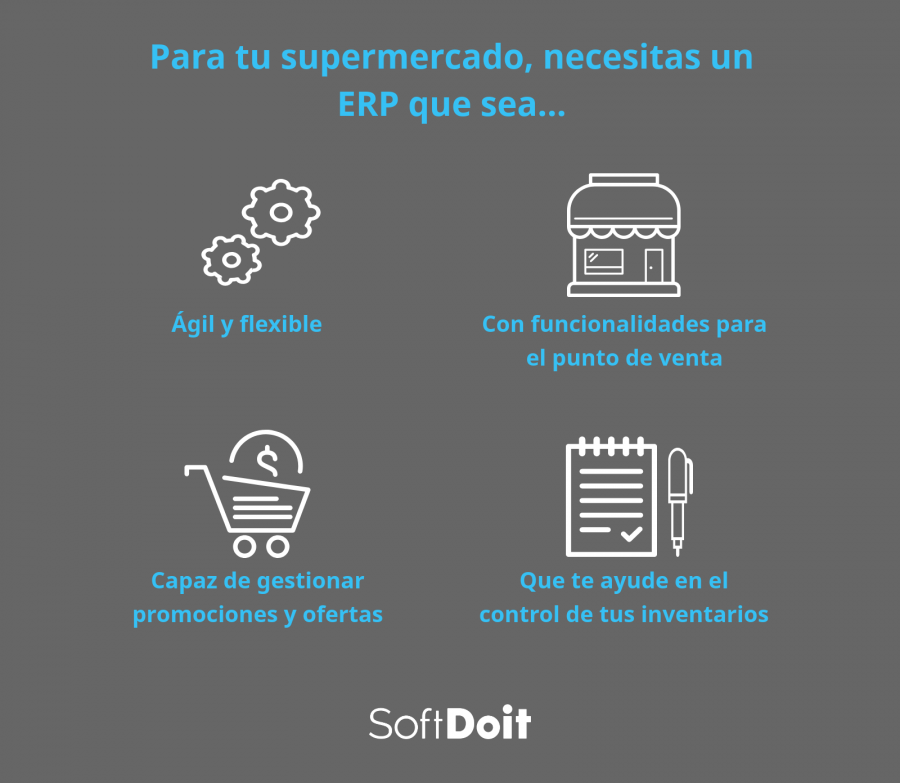listado de funcionalidades software erp para supermercados