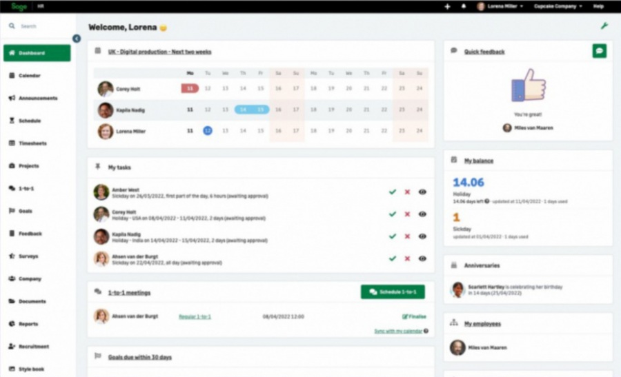 Sage HR: software de recursos humanos