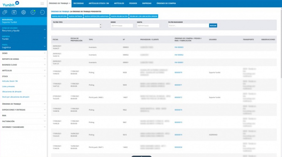 Yunbit SGA cloud: software de control de almacen