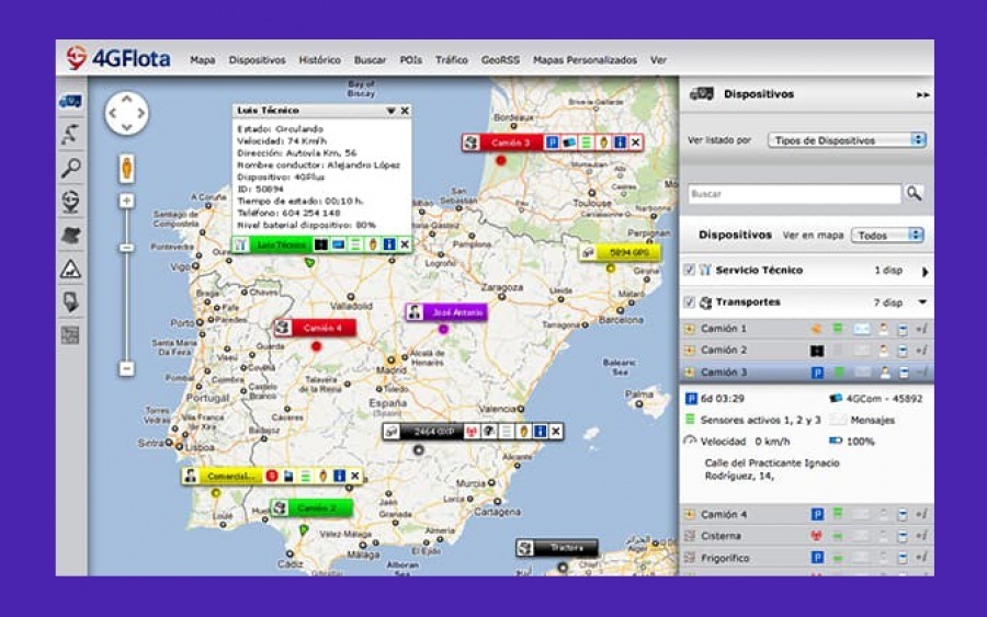 4GFlota: Control de flotas por GPS