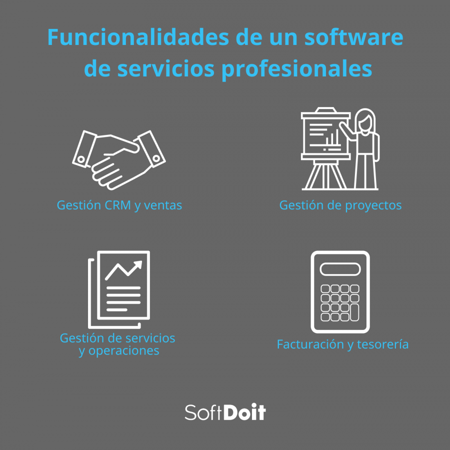 Funcionalidades del software de servicios profesionales