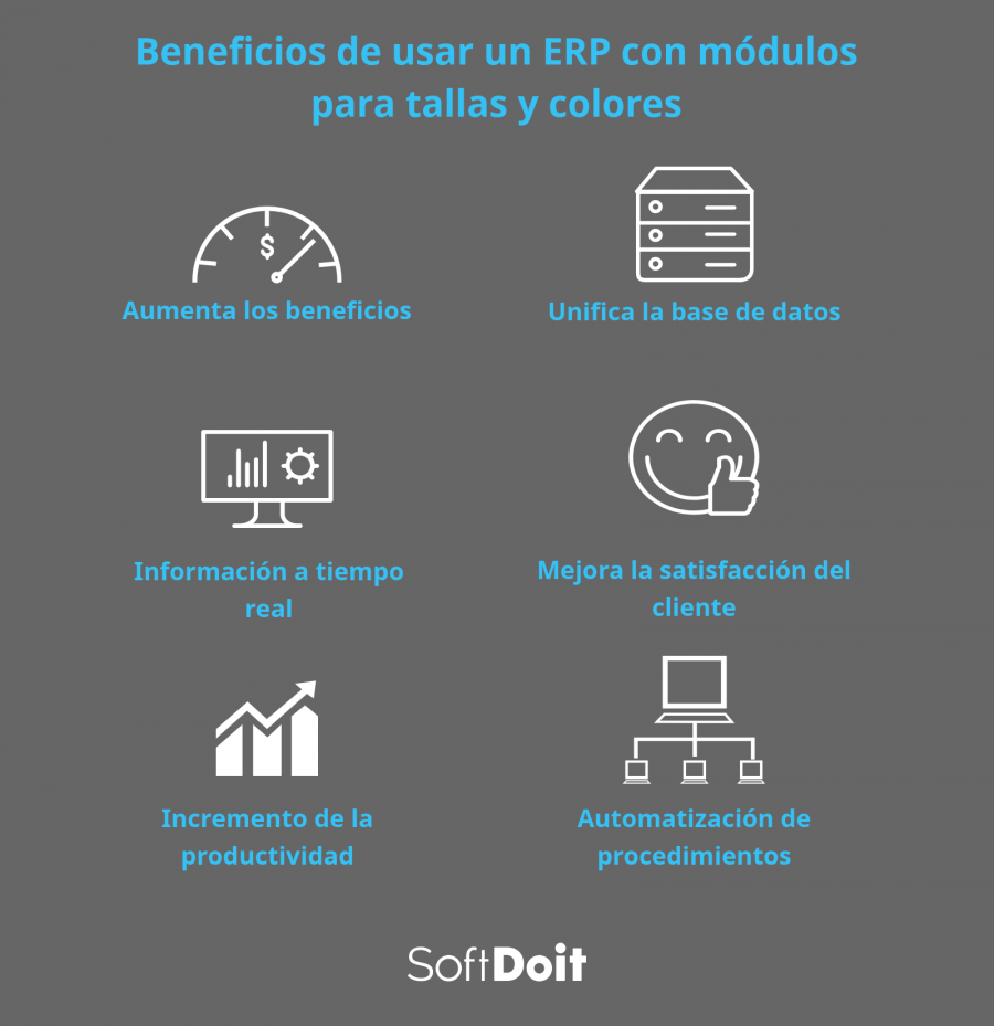 Ventajas ERP modulos tallas y colores